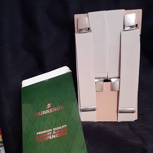 Russence Luxury Cross Back Adjustable Khaki, Light Tan Suspenders